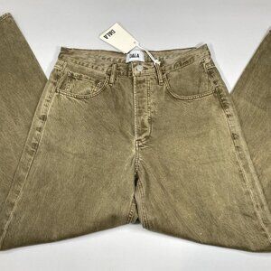 Dala Women’s Jeans Dark Olive Green Size 27 Shore Full Loose Straight Cotton